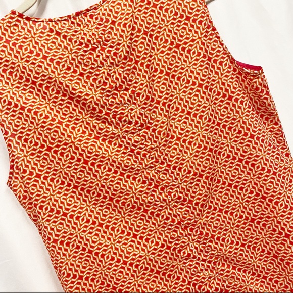 Liz Claiborne Red/Orange Geometric Print Sleeveless Top - Picture 7 of 9